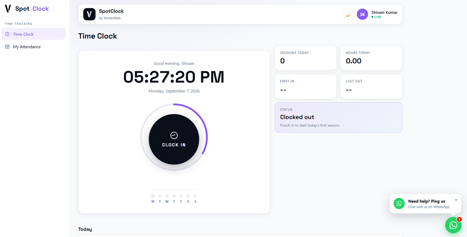 SpotClock product screenshot